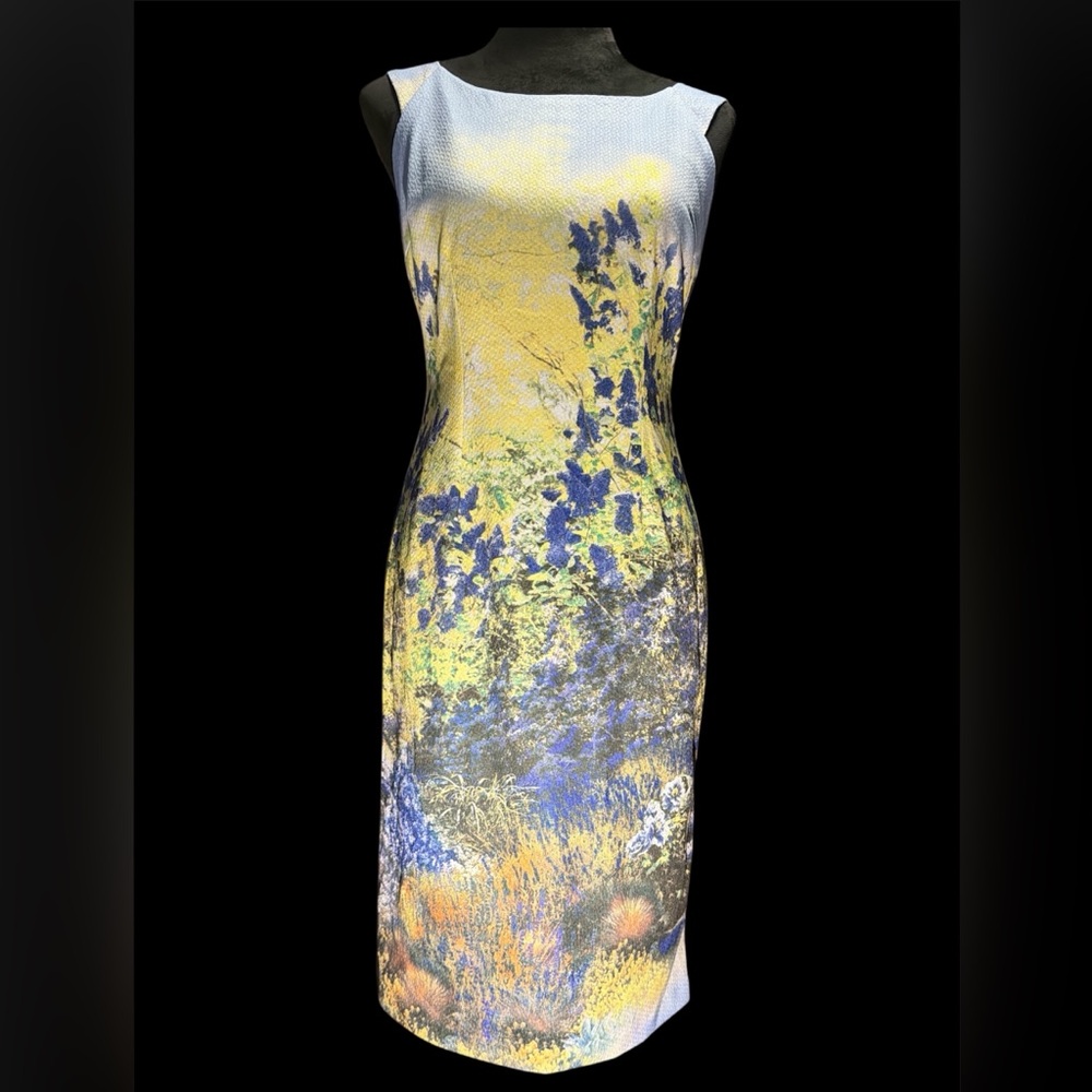 Elegant Blue and Yellow Midi Dress